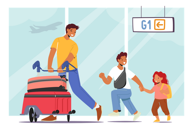 Father Travelling  Illustration