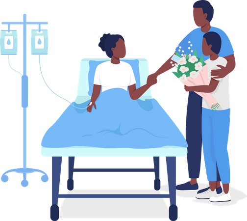 Father visiting daughter at hospital s Illustration