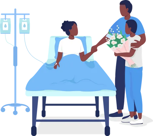 Father visiting daughter at hospital s Illustration