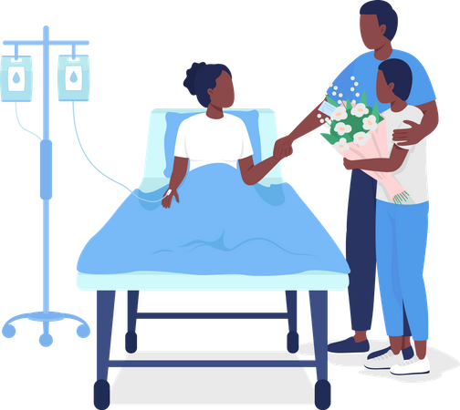 Father visiting daughter at hospital s  Illustration