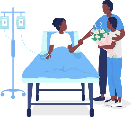 Father visiting daughter at hospital s  Illustration