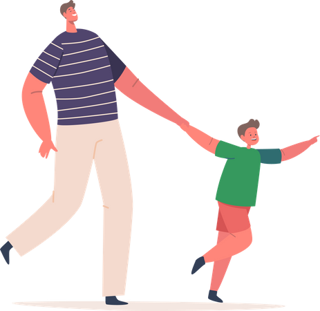 Father Walk with Son  Illustration