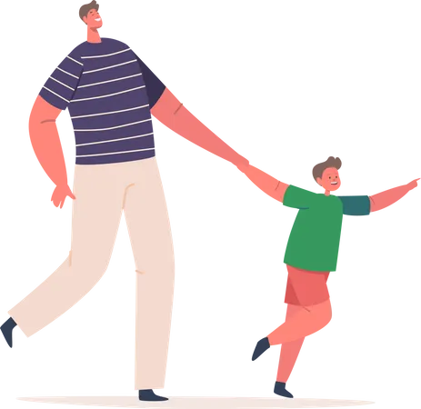 Father Walk with Son  Illustration