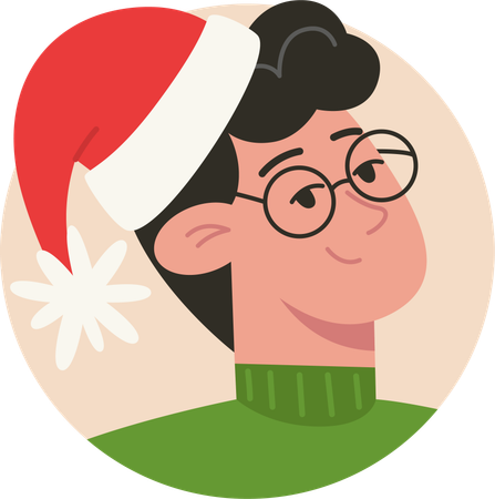 Father Wearing Santa Hat and Glasses  Illustration