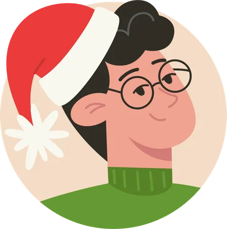 Father Wearing Santa Hat and Glasses  Illustration