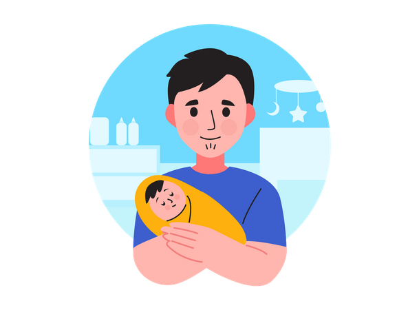 Father with Baby Illustration