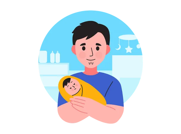 Father with Baby  Illustration