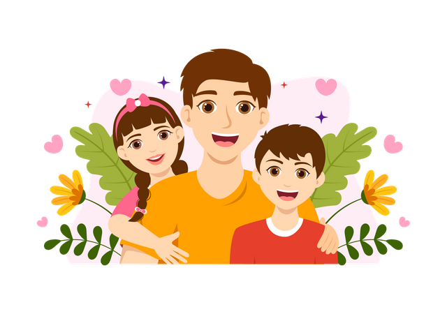 Father with children Illustration