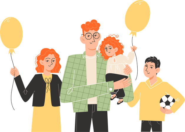 Father with children  Illustration