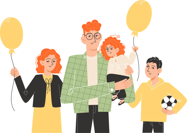 Father with children  Illustration