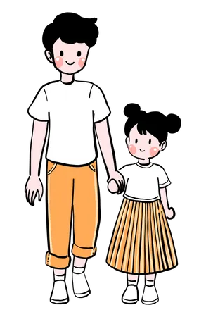 Father with daughter  Illustration