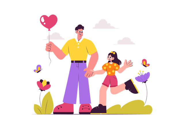 Father with daughter  Illustration