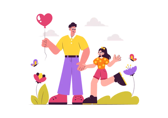 Father with daughter  Illustration