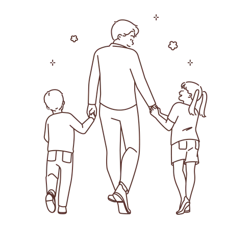 Father with kids  Illustration