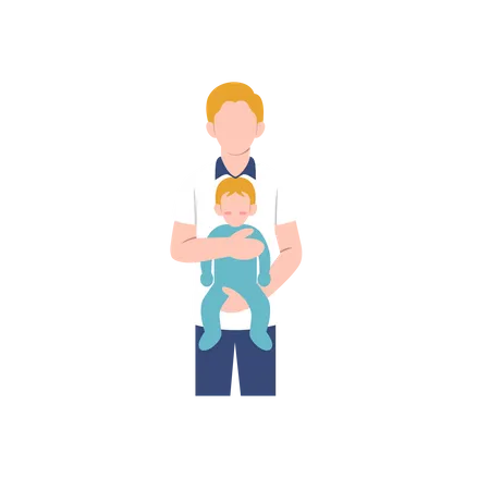 Father And Baby Illustration