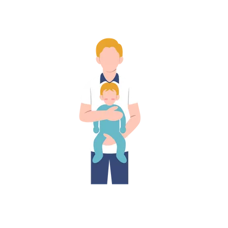 Father with little baby  Illustration