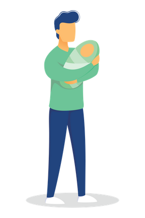 Father with newborn baby  Illustration