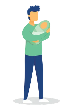 Father with newborn baby  Illustration
