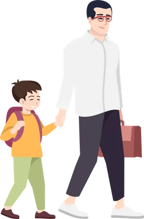 Father with preteen school kid Illustration