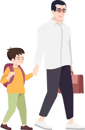 Father with preteen school kid  Illustration