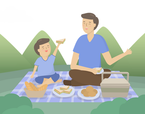 Father with son go outdoor trip on fathers day Illustration