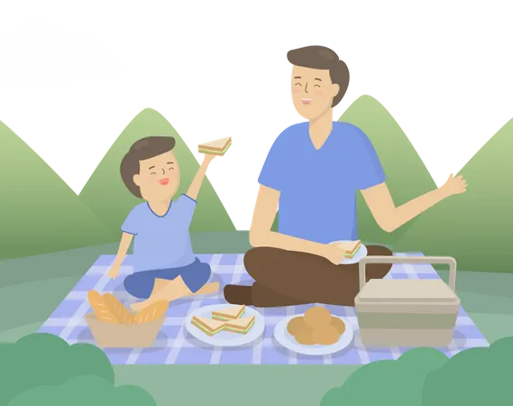 Father with son go outdoor trip on fathers day Illustration