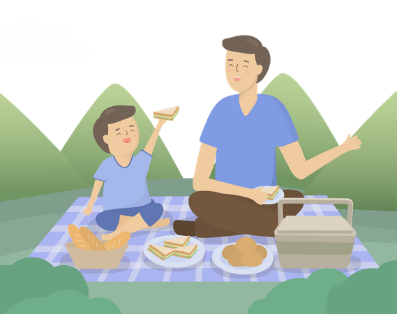 Father with son go outdoor trip on fathers day  Illustration