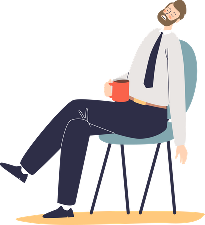 Fatigué, surmené, employé de bureau, homme, dormir  Illustration