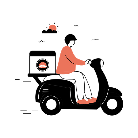 Addetto alle consegne sullo scooter  Illustration