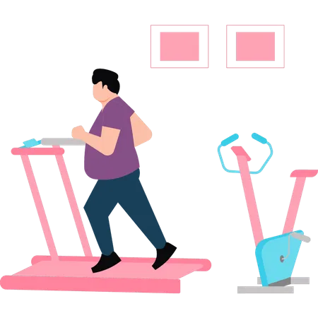 A Man Is Running On A Treadmill Illustration