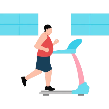 A Man Is Running On A Treadmill Illustration