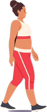 Fatty Overweight Girl Walking  Illustration