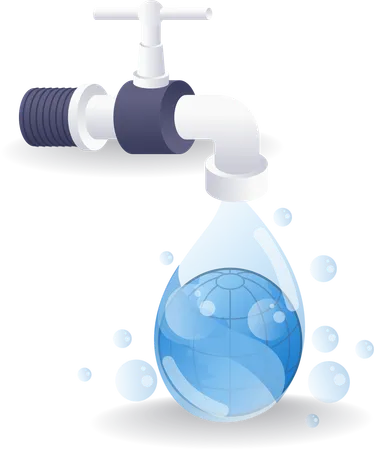 Faucet releases a source of clean water  イラスト