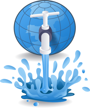 Faucet releases water from the earth 1  Illustration