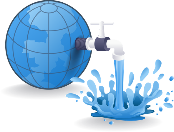 Faucet releases water from the earth  Illustration