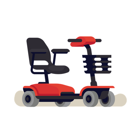 Fauteuil roulant électrique à quatre roues vide  Illustration