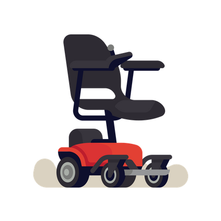 Fauteuil roulant électrique ou fauteuil motorisé avec joystick sur l'accoudoir  Illustration