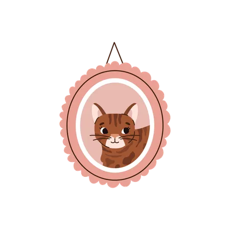 Favorite Cat Pet Picture Or Photo Portrait In Retro Frame Flat Vector Illustration Isolated On White Background Picture Painting Of Cat Lovers Collection Illustration