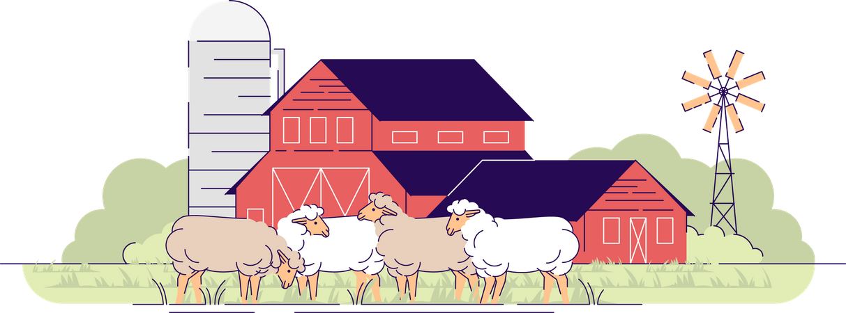 Fazenda de ovelhas  Ilustração