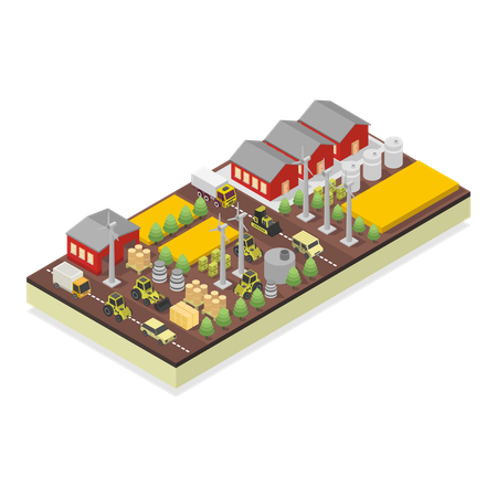 Fazenda rural  Ilustração