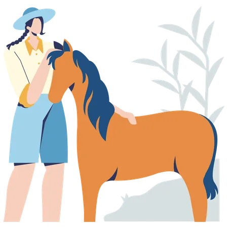 Fazendeira com cavalo  Ilustração