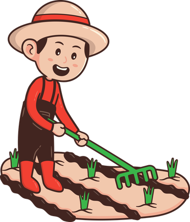 Agricultor fazendo colheita de grãos  Ilustração