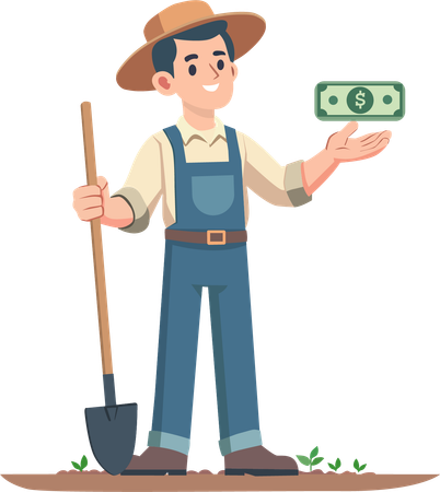 Agricultor busca crescimento financeiro  Ilustração