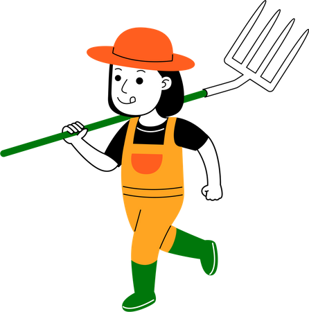 Fazendeiro segurando ancinho  Ilustração
