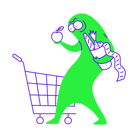 Fazendo compras de supermercado  Ilustração