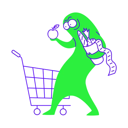 Fazendo compras de supermercado  Ilustração