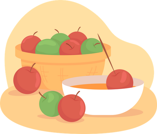 Fazendo doce de maçã  Ilustração