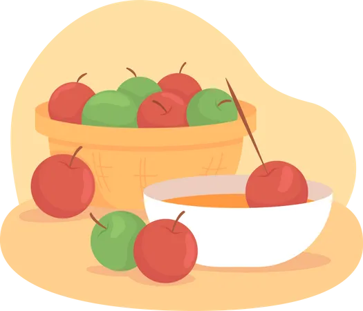 Fazendo doce de maçã  Ilustração