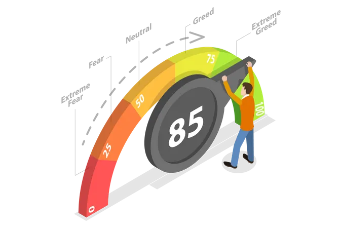 3 D Isometric Flat Vector Conceptual Illustration Of Fear And Greed Index Risk Management 일러스트레이션