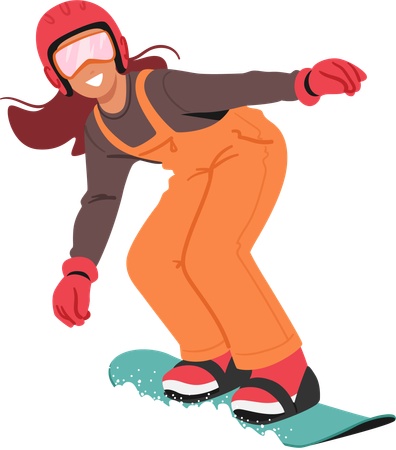 Fearless Kid Glides Down Snowy Slopes On Snowboard  Illustration